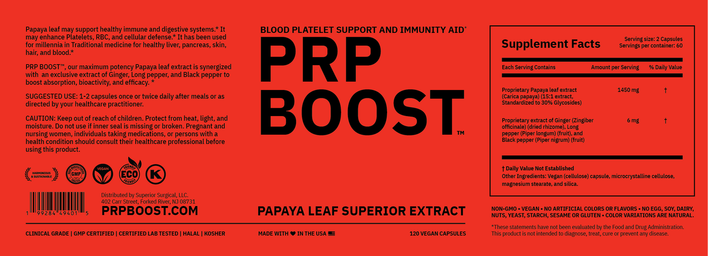 PRP Boost™ – Papaya Leaf Extract Supplement for Platelet Support